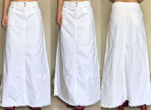 WHITE MAXI DENIM SKIRT