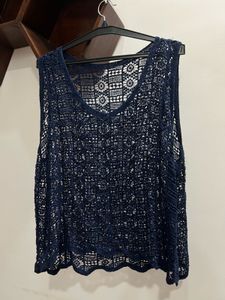 Blue Crochet Tank Top