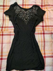 Black Studded T-Shirt Dress