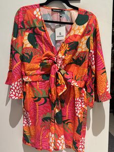 Sassafras Floral Front Tie Know Jumpsuit
