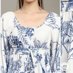 White blue floral playsuit dress