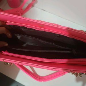 Hot Pink Quilted Chain Bag