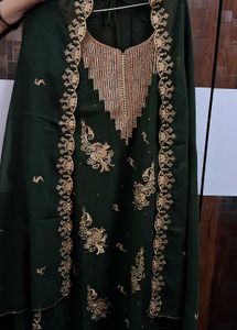Pakistani mehandi stone work suit