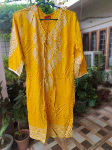 Yellow Printed Kurta
