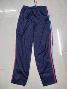 Navy Track Pants with Striped Detail