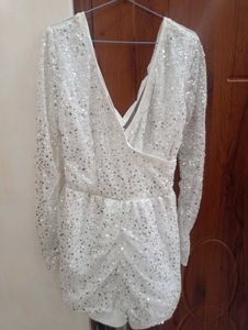 Unused White Sequin Embellished dress