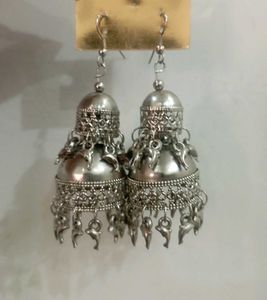 Silver Jhumka Earrings