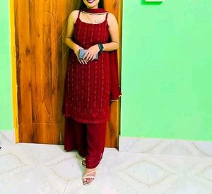 Maroon Colored Embroidered Sequence Kurta!!!