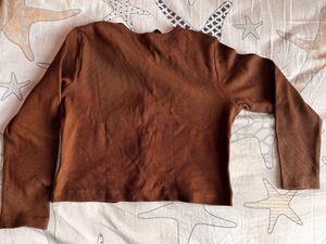 Brown Casual Crop Top