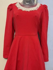Pintrest Red Long Sleeve Mini Dress