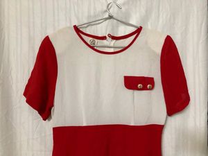 Red &amp; White Short Sleeve Dress