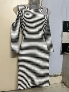 Striped Cold Shoulder Dress