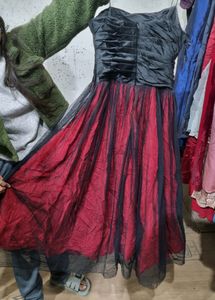 Party Wear Gown (Red Black Combination)