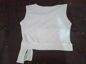 Blue Knotted Crop Top