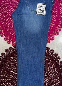 Blue Minimal Knee Ribbed Denim | Size 28-30
