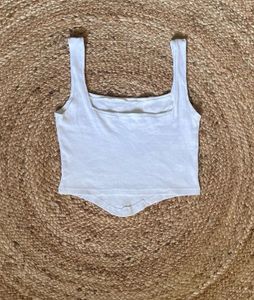 Corset Style White Basic Top 🤍