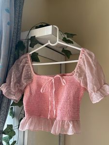 Cute Pink Polka Dot Crop Top