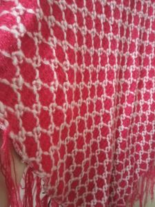 Pink &amp; White Knit Poncho