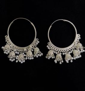 Faux Pearl Hoop Jhumkas