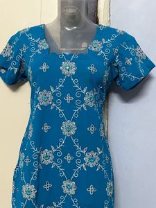 Pintrest Sky Blue Kurta With Work