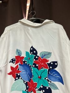 Oversized White Printed Shirt