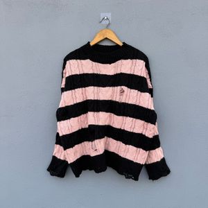 Striped Distressed Sweater