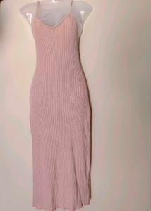 Ribbed V Neck Strappy Midaxi Dress