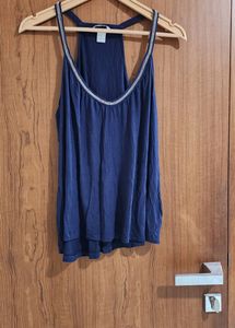 Sleeveless Party Wear Blue Top