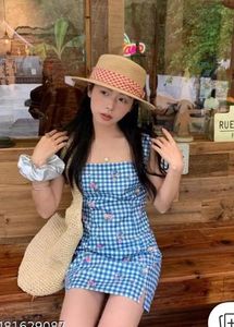 Cute Gingham Floral Dress