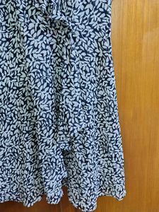 Blue And White Floral Ruffle Dress