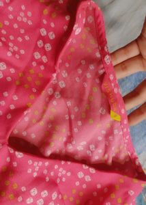 Pink Geometric Printed V Neck Flared Sleeves Crop