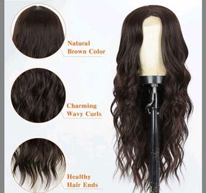 Long Matte Brown Full Head Wigs for Women Wavy