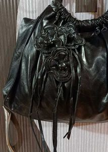 Black Floral Detail Shoulder Bag