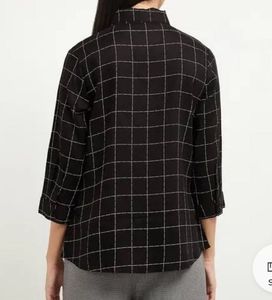 Checkered Tie Neck Shirt/Top