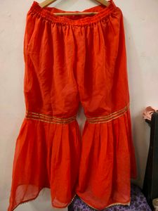 Light Orange Gold Accent Palazzo Pants