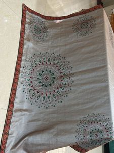 Silver Silk saree With Red Border