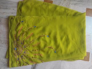 Green Color Handwork Saree
