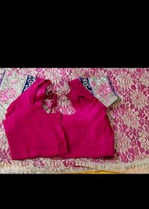 Pink And Cream Sari With Blouse
