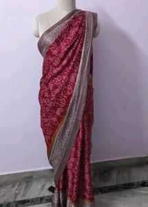 Elegant Maroon Bandhani Saree