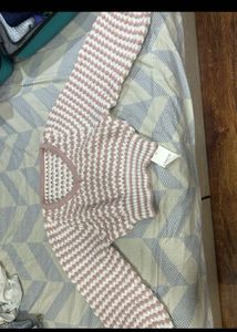 Cute Pink &amp; White Cropped Sweater