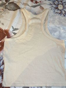 H&amp;M Beige Tank And Black Pearl Top