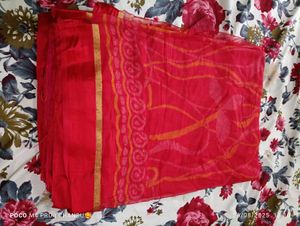 Red Printed Saree