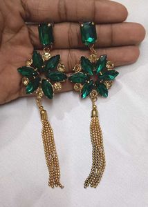 Emerald Tassel Earrings