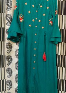 Embroidered Teal Tunic Top