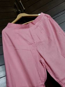 Pink Embroidered Cotton Lace Collar Kurta Pant