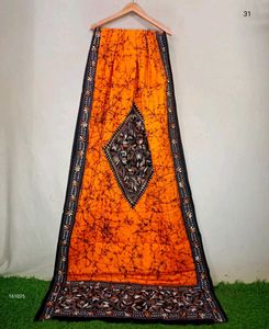 Elegant Batik Dupatta with kantha work