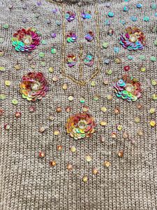 Red &amp; Beige Knitted Cardigan Set