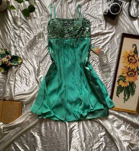 Teal Embellished Party Dress