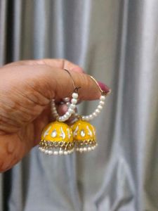 Yellow Jhumka Earrings