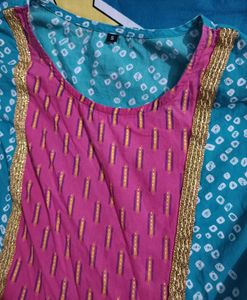 Teal &amp; Pink Anarkali Dress